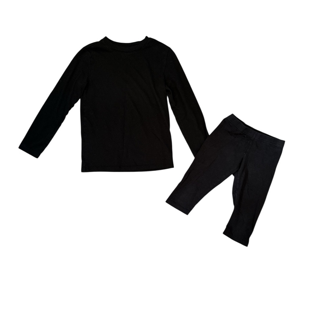Black Long Sleeve Top and Leggings Set Girls 6/7